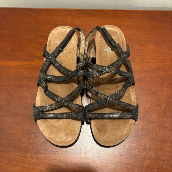 Dansko Women's Jovie Coffee Swirl Leather Slingback Strappy Sandals Size 38/7.5 - Picture 2 of 7